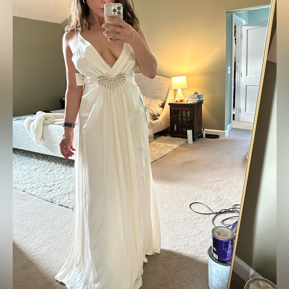 Ivory satin column dress